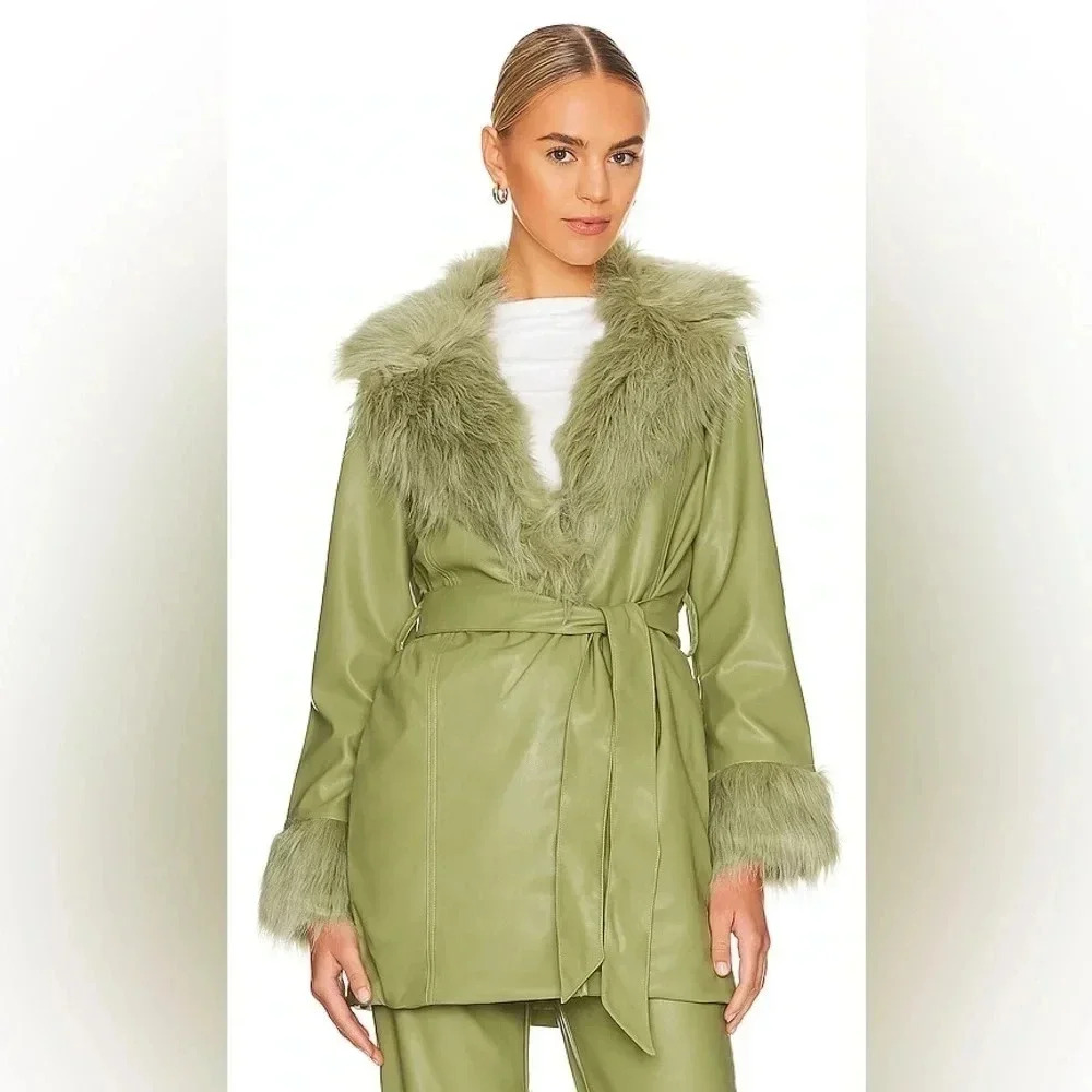 Show Me Your MuMu Green Faux Fur Leather Jacket